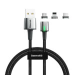 کابل آهنربایی سه سر Micro USB و Type-C و Lightning بیسوس مدل Zinc Magnetic Cable Kit طول 1 متر