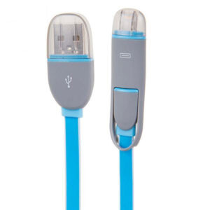 کابل شارژ دو سر Micro-USB به Lightning و USB الدینیو مدل LC81 طول 1m آبی
