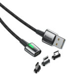 کابل آهنربایی سه سر Micro USB و Type-C و Lightning بیسوس مدل Zinc Magnetic Cable Kit طول 1 متر