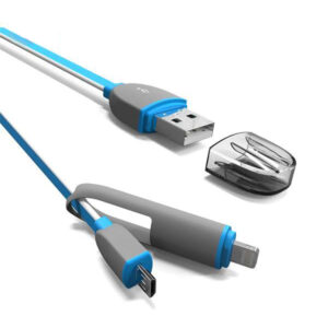 کابل شارژ دو سر Micro-USB به Lightning و USB الدینیو مدل LC81 طول 1m سبز