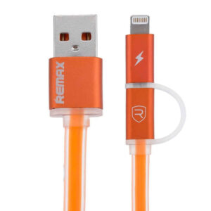 کابل شارژ دو سر Micro USB و Lightning به USB هیسکا طول 1 متر
