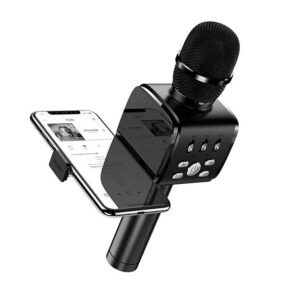 میکروفون و اسپیکر بلوتوثی جوی روم مدل JR-MC3 همراه با هولدر گوشی - مشکی