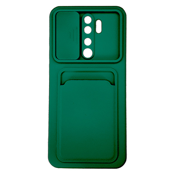 قاب سيليکون محافظ لنز کشويی جا کارتی شیائومی Redmi Note 8 Pro - سبز