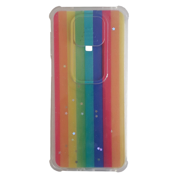 قاب سيليکون محافظ لنز کشويي برّاق طرح دار شیائومی Redmi Note 9s طرح رنگین کمان عمودی