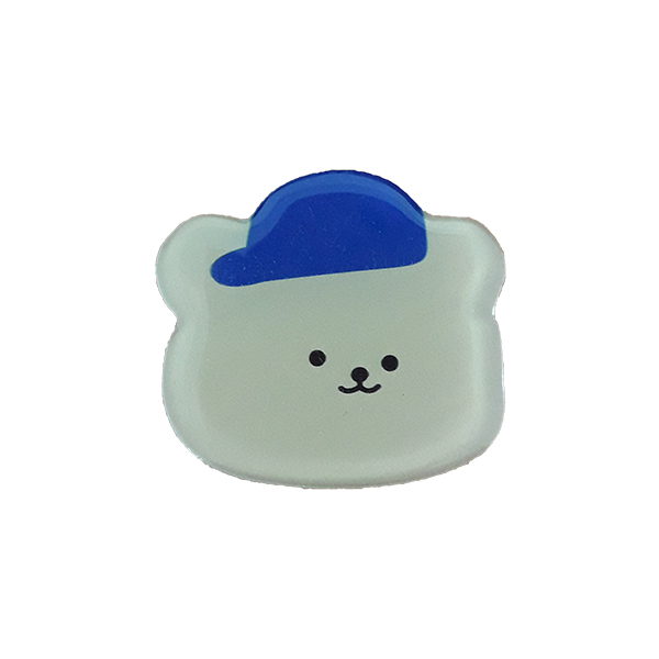 پاپ سوکت شیشه ای - طرح خرس کلاه آبي