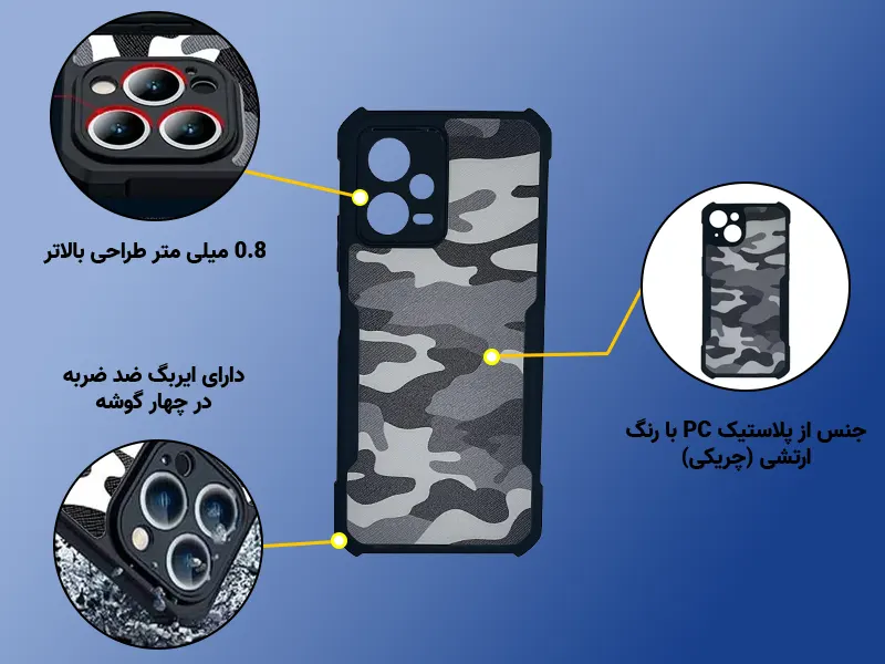 قاب XUNDD مدل Beatle Camouflage شیائومی Note 12/X5-اینفوگرافی