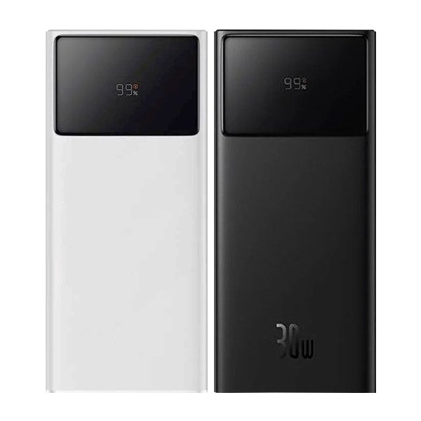 پاوربانک بیسوس 30W ظرفیت 10000 میلی آمپر مدل PPXJ1030 دارای رنگ سفید و مشکی